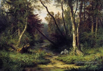 Ivan Ivanovich Shishkin œuvres - paysage forestier avec les hérons 1870 Ivan Ivanovitch